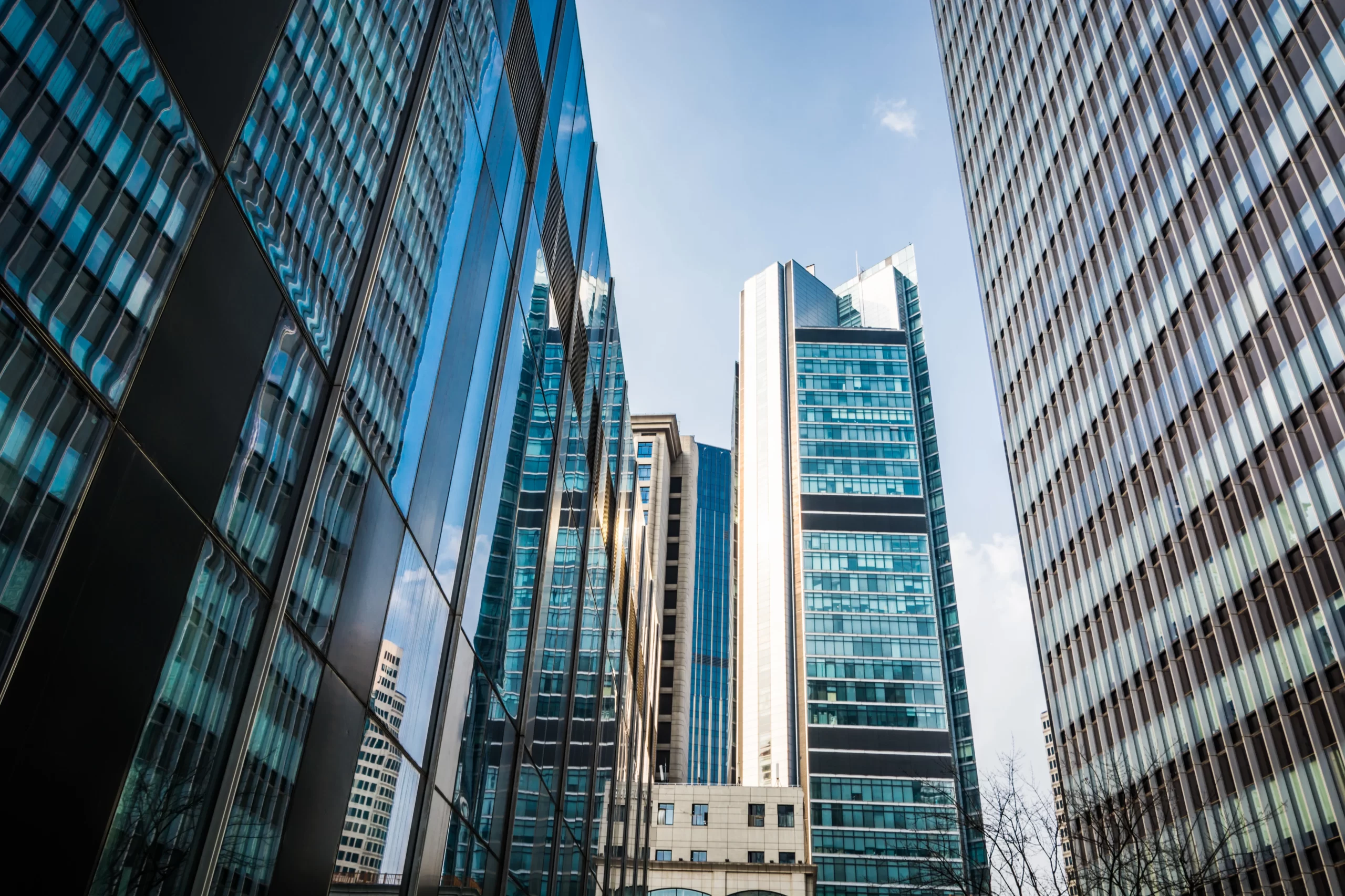 Modern cityscape representing enterprise solutions.